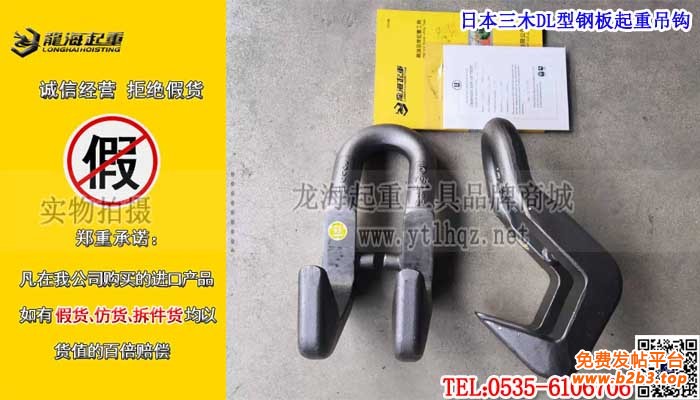 日本三木DL型钢板起重吊钩单条大图