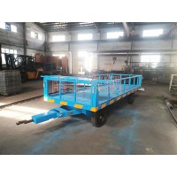 2吨下翻护栏牵引工业平板拖车 全挂式工具底盘拖车